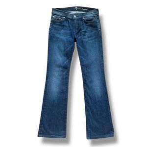 7 For All Mankind Bootcut Stretch Blue Denim Jeans Rhinestones Women’s Size 28